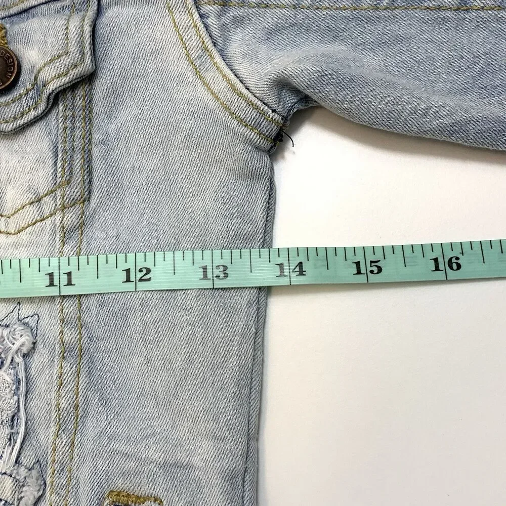 Evolution In Design Denim Jacket Youth Size 5 M Blue Acid Wash Distressed